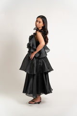 Ruffle Sleeve Top with Tiered Chiffon Skirt