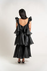 Ruffle Sleeve Top with Tiered Chiffon Skirt