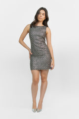 Silver Beaded Mini Dress