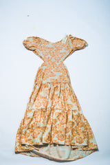 Floral Puff Sleeve Backless Dress