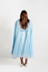 Custom Pleated Cape Midi Dress