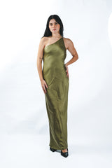 Backless Drape Satin Dress
