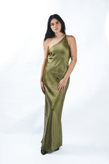 Backless Drape Satin Dress