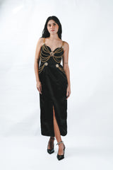 Custom Draped Chain Midi Dress