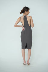 Deep Plunge Strappy Midi Dress