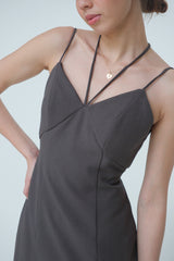 Deep Plunge Strappy Midi Dress