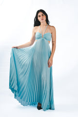 Pleated Cutout Maxi Dress