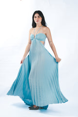 Pleated Cutout Maxi Dress