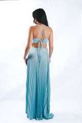 Pleated Cutout Maxi Dress