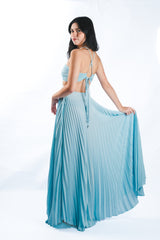 Pleated Cutout Maxi Dress