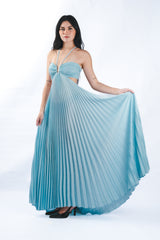 Pleated Cutout Maxi Dress