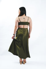 Satin Waist Cut-Out Smocked Back V-Neck Sleeveless Dress