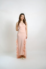 Scoop Neck Ruffle Midi Dress