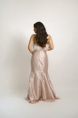 Custom Silk Gazar Strapless Gown with Ostrich Feathers