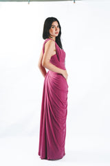 Custom One Shoulder Pleated Gown