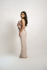 Floral Applique Strapless Corset Top, Skirt and Pant Set