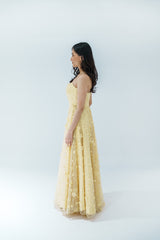 Floral 3D Strapless Dress with Boned Bodice