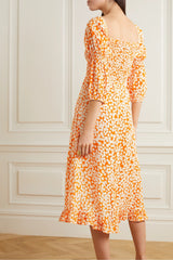 Nora Shirred Floral Midi Dress