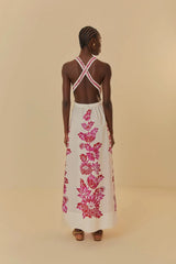 Flowerful Birds Cotton Maxi Dress