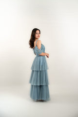 Off Shoulder Tiered Tulle Gown