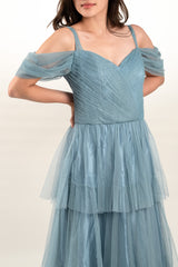 Off Shoulder Tiered Tulle Gown
