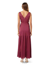 Alia Cut Out Red Satin Maxi Dress