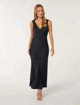 Cameron V-Neck Satin Maxi Dress