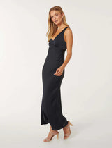 Cameron V-Neck Satin Maxi Dress