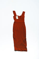 Ribbed Knit Thick Strap Pencil Dress
