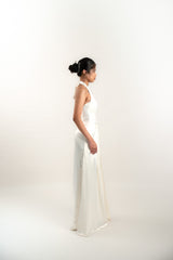 Custom Halter Silk Maxi Dress with Slit