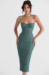 Joelle Lace Underwire Midi Cocktail Dress