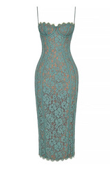 Joelle Lace Underwire Midi Cocktail Dress