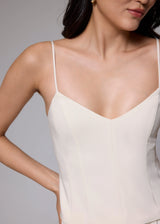 White Pleated Fit and Flare Maxi