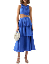 Blue Wave Cut Out Ring Midi Dress