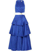 Blue Wave Cut Out Ring Midi Dress