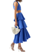 Blue Wave Cut Out Ring Midi Dress