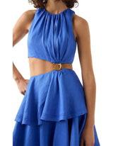 Blue Wave Cut Out Ring Midi Dress