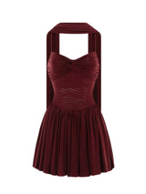 Red Mesh Ruched Mini Dress