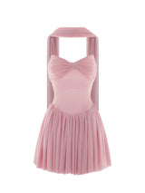 Pink Mesh Ruched Mini Dress