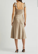 Champagne Bias Cut Satin Dress