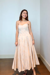 Strapless Dropwaist Floral Print Gown