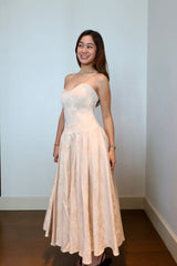 Strapless Dropwaist Floral Print Gown