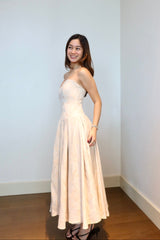 Strapless Dropwaist Floral Print Gown