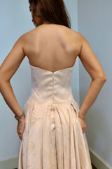 Strapless Dropwaist Floral Print Gown