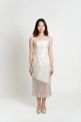 Custom Strapless Sheer Hem Midi Dress