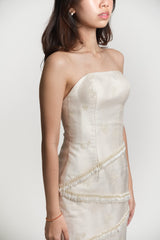 Custom Strapless Sheer Hem Midi Dress