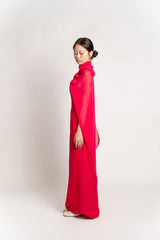 Custom Strapless Maxi Dress with Sheer Cape