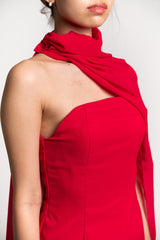 Custom Strapless Maxi Dress with Sheer Cape
