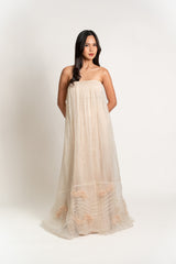 Custom Strapless Pina Dress with Flower Cutout