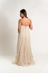 Custom Strapless Pina Dress with Flower Cutout